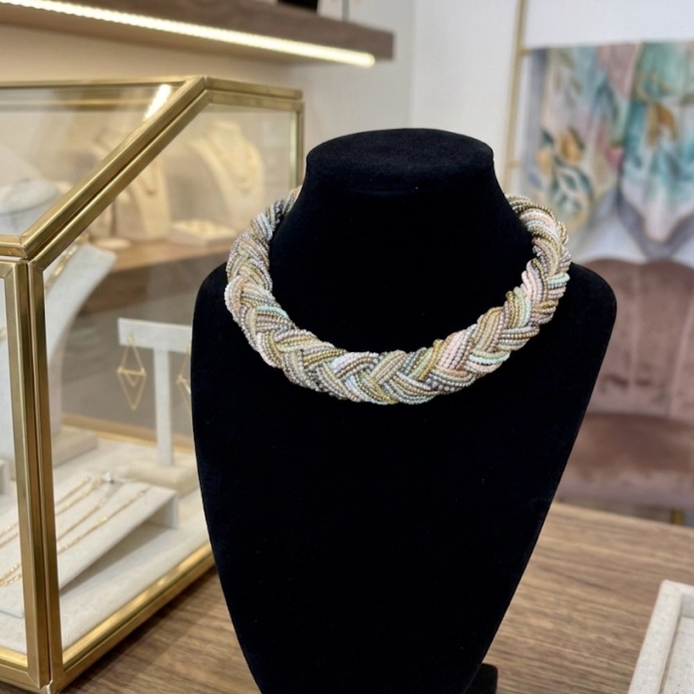French Fashion Braided Multi-strand Beaded Collar Vintage Necklace - Picture 10 of 10